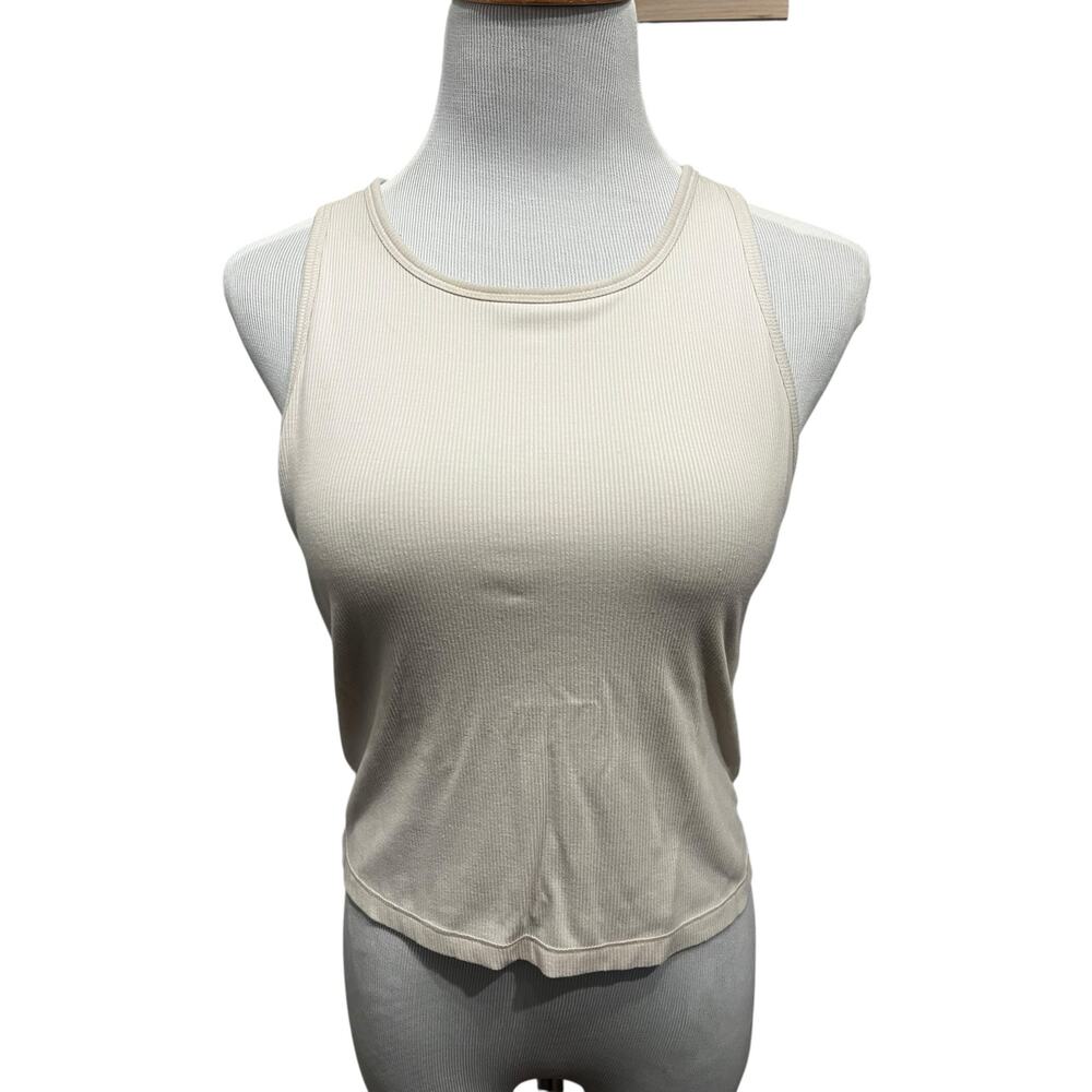 Yogalicious Women's Beige Heavenly Rib Stacy Crop Tank SIZE XL